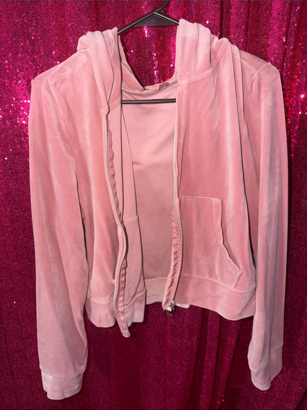 Juicy Couture Light Pink Velour Zip Hoodie Jacket